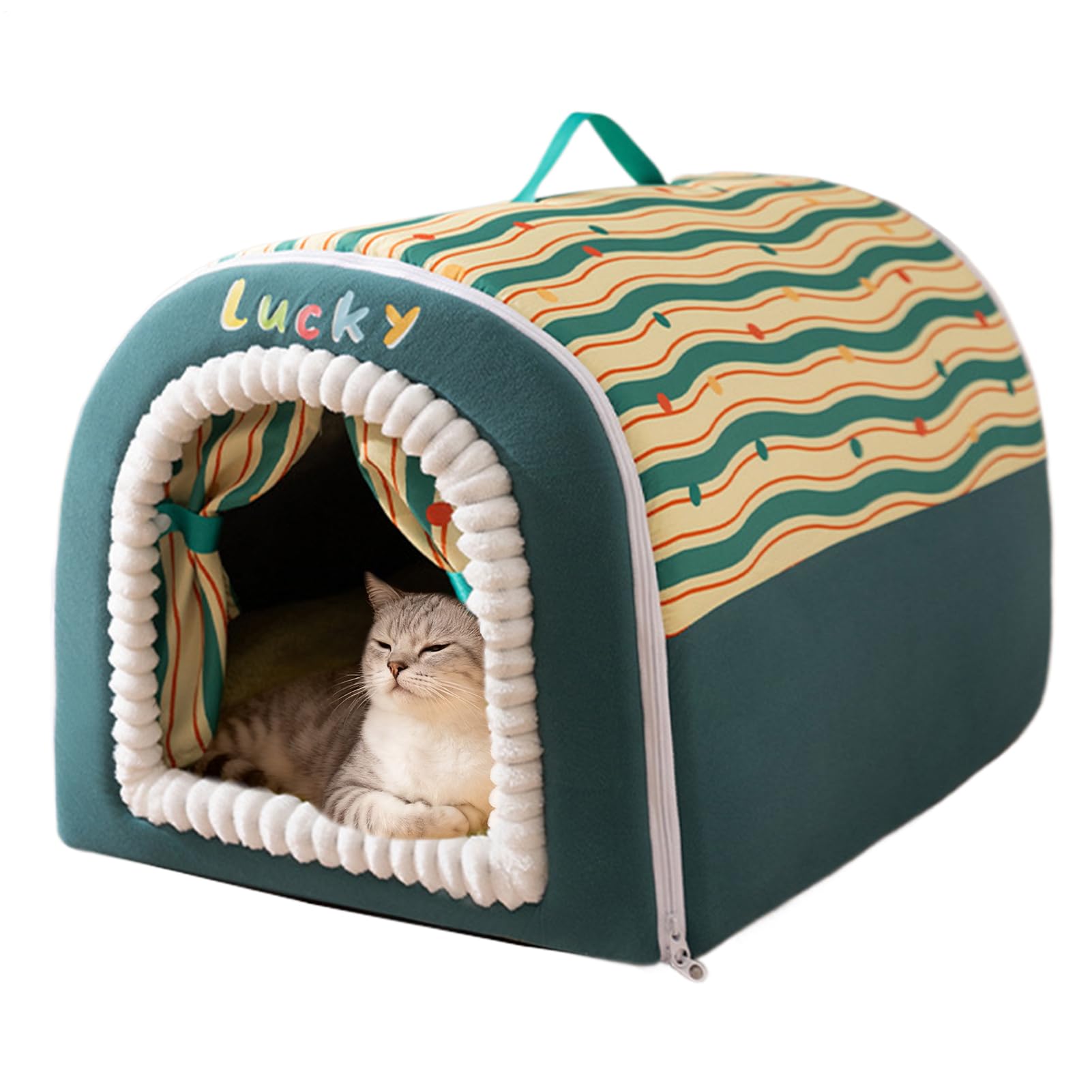 Casa para Gatos – Casa Caliente y Lavable – Cama para Gatos Cerrada y Lavable | para Mascotas pequeñas para Uso Exterior e Invierno para Dormir