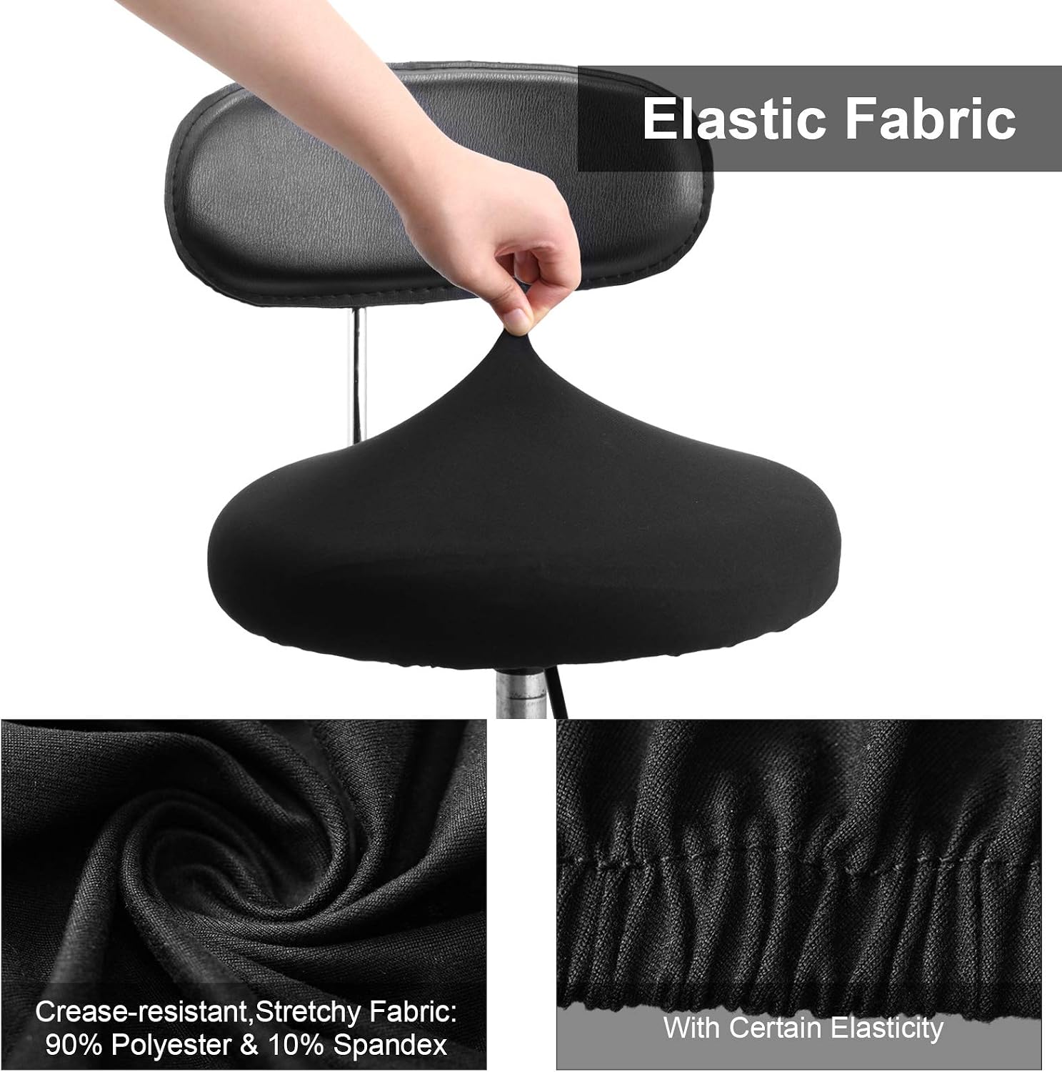Boao Round 4 Pieces Black Bar Stool Covers Elastic Bar Chair Covers Washable Stool Cushion Slipcover for Home Hotel Use, 12-14 Inch