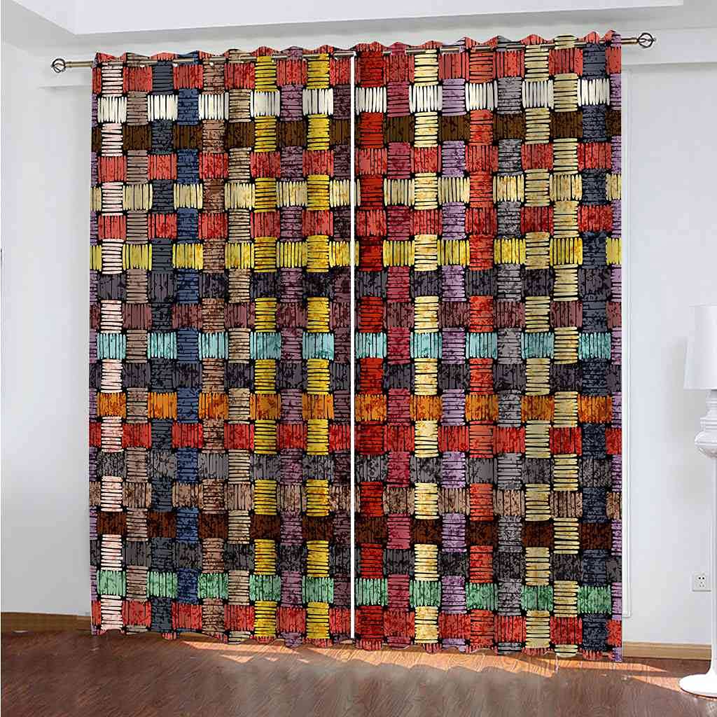 Rideau occultant enfant 264x160 cm imprimé bohème à oeillets pour chambre et salon