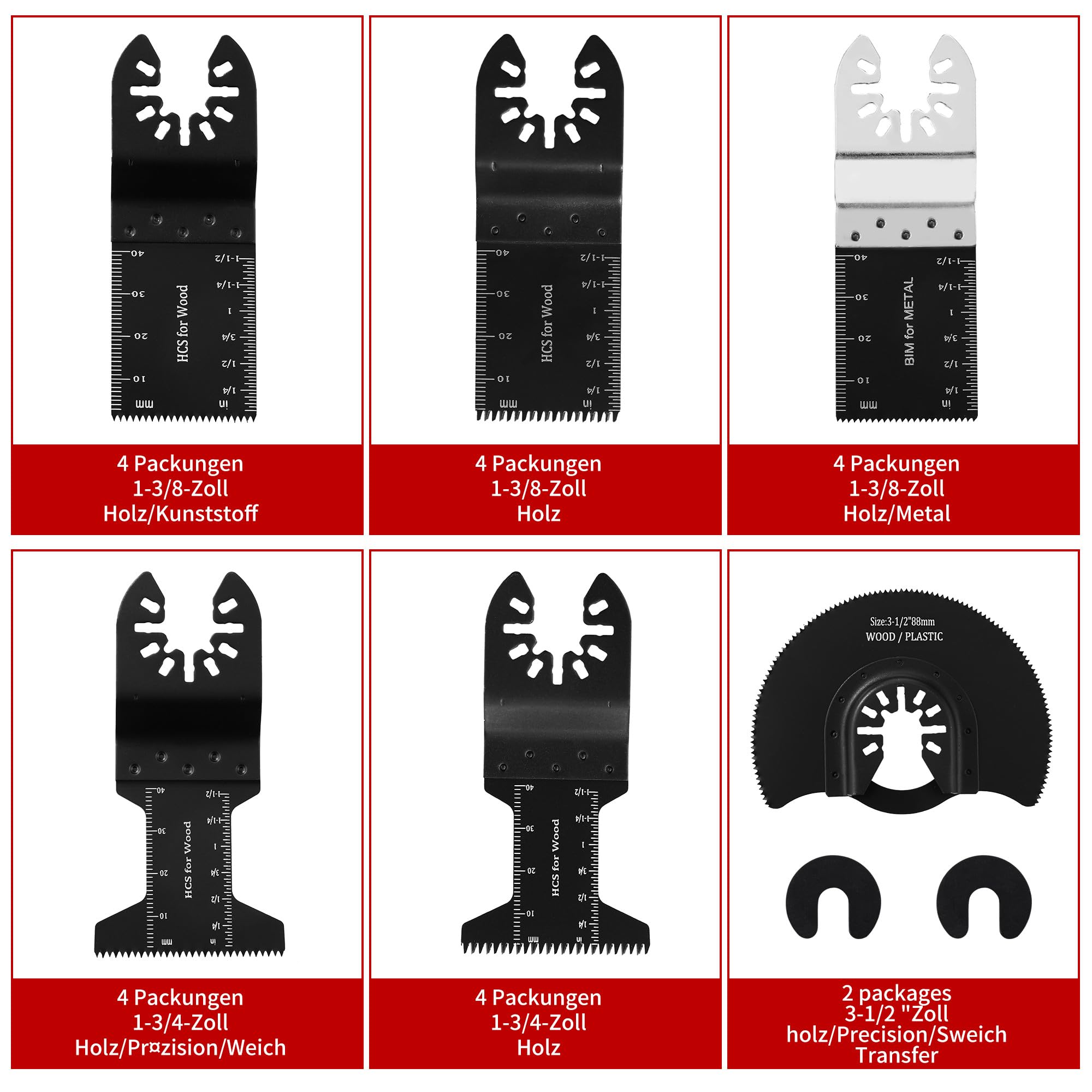 5-Pack Multi Tool Blades – Universal 34mm Oscillating Saw Blades For Wood, Plastic & Drywall