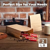 Vista 4 de Fit Meal Prep Paquete de 500 bolsas de almuerzo de papel marrón de 2 libras, 7.88 x 4.13 x 2.5 pulgadas, bolsas de papel kraft de alta calidad a