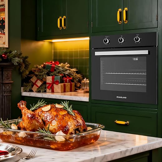 GASLAND 24 in Gas Wall Oven, ETL Certified Built-in Single Wall Oven, Natural Gas Wall Oven with Bake Broil Rotisserie Functions, Timer and Convection Fan, 120V Cord Plug, Black
