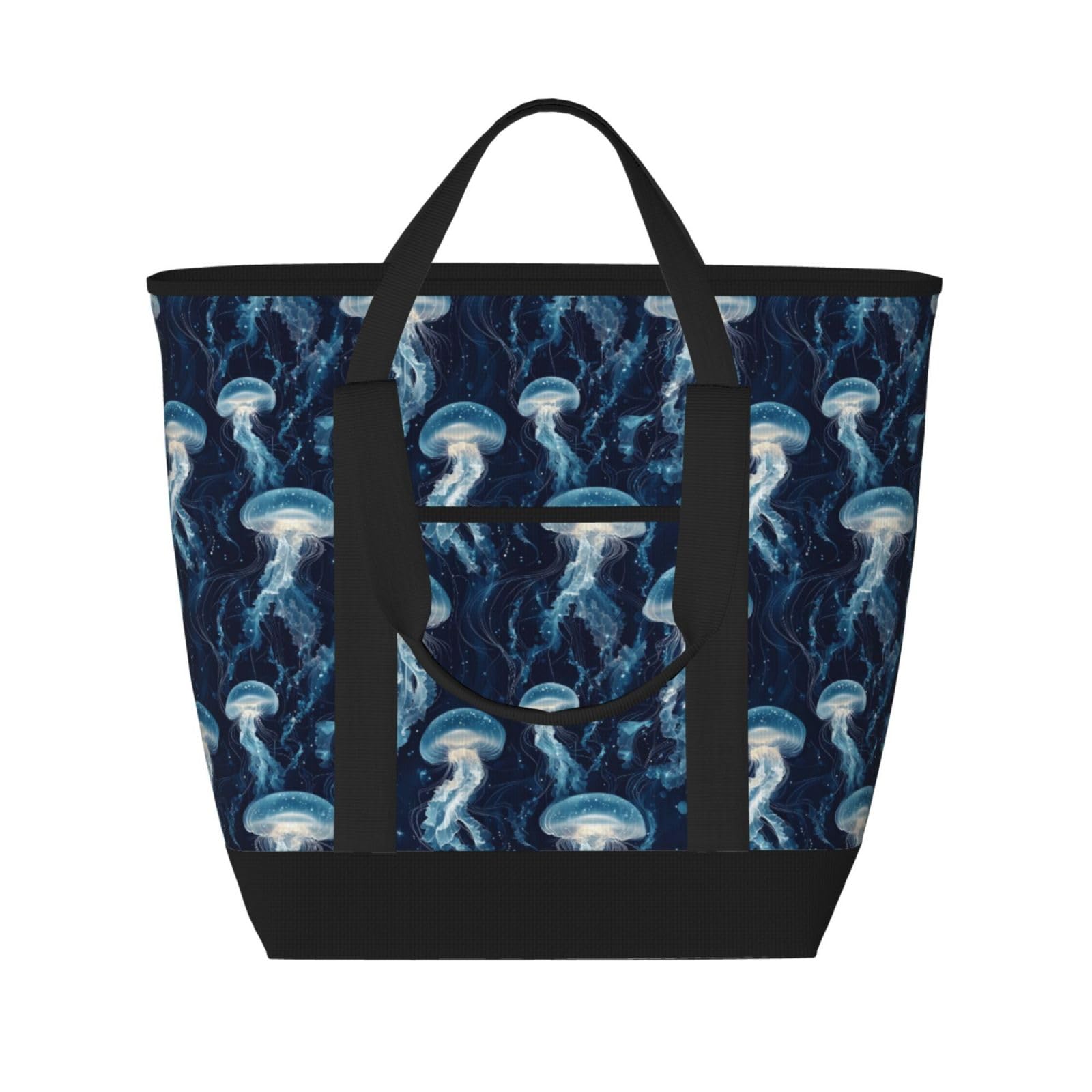 Grand sac isotherme doux et réutilisable imprimé méduses pour courses écoresponsables - 8