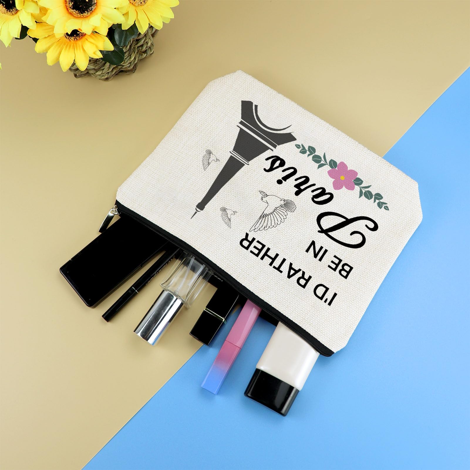 Paris Travel Gift French Theme Cosmetic Bag Paris Lover Landmarks Gift Eiffel Tower Makeup Bag French Souvenirs Trip Gifts for Girls Women Travel Make Up Pouch Graduation Gifts - Image 4