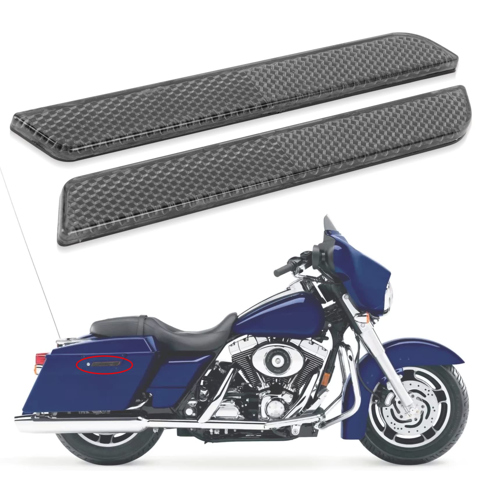 PSLER Saddlebag Reflector Inserts For Harley Touring Models – Black ABS Safety Reflectors, Easy Install, Fits 1993-2013 - View #4