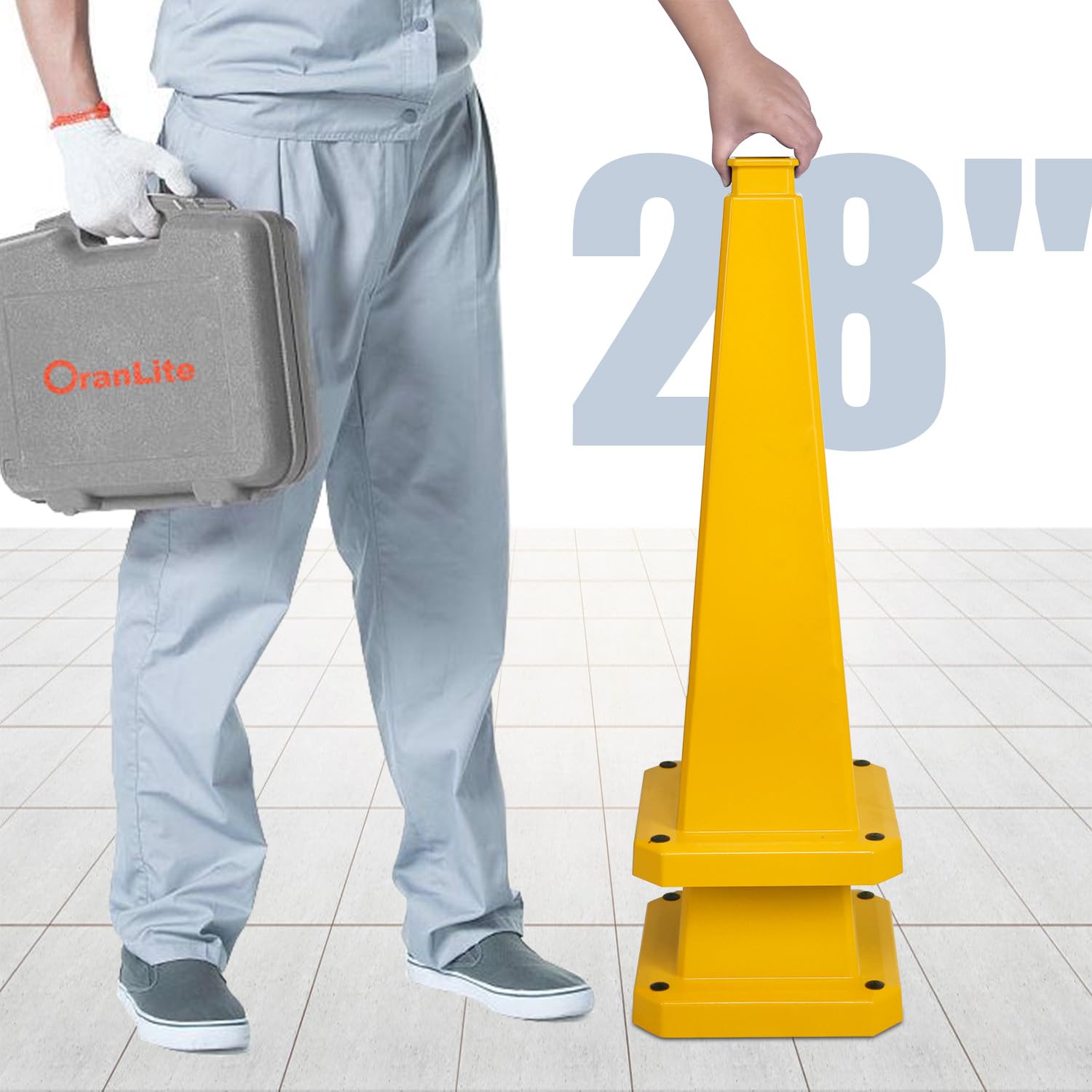 Set di 6 coni di avvertimento extra grandi da 71 cm per interni ed esterni