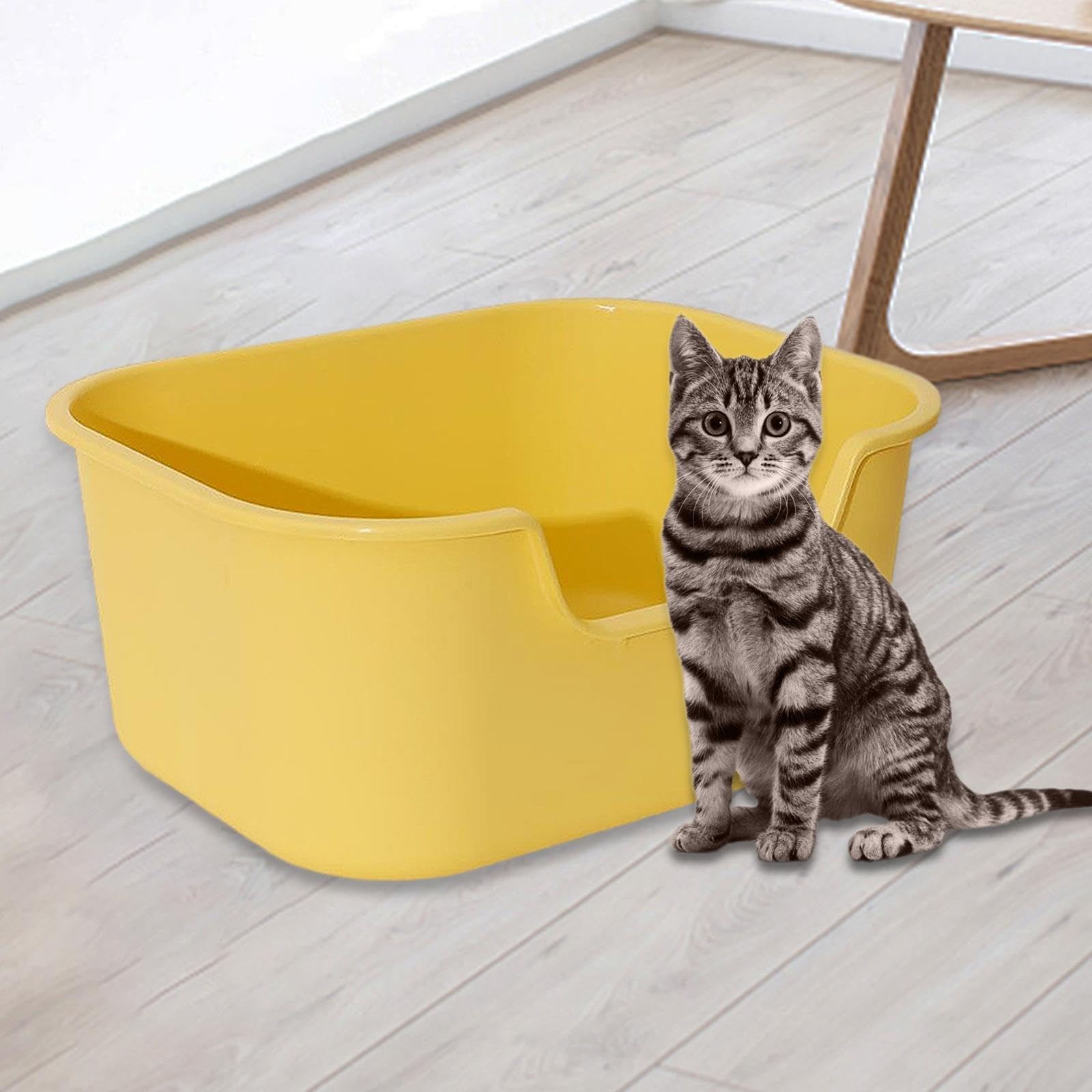 kuweta Kuweta dla kota Otwarta górna kuweta dla zwierząt z wysokimi bokami Trwała, odporna na zachlapania kuweta dla kotów do wszystkich rodzajów kuwety dla kotów,(Yellow)
