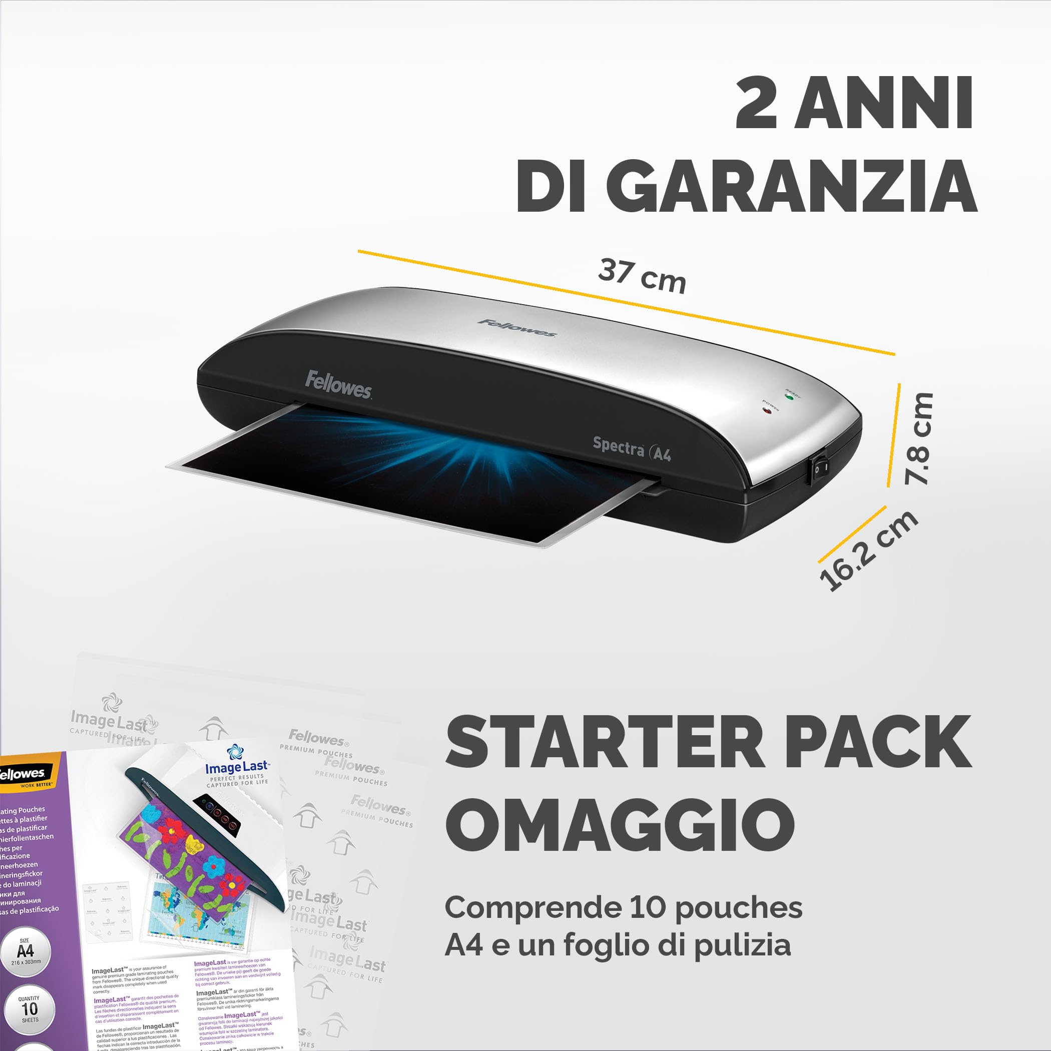 Fellowes 5737801 Plastificatrice Spectra A4, 30 cm/min, 2 Rulli