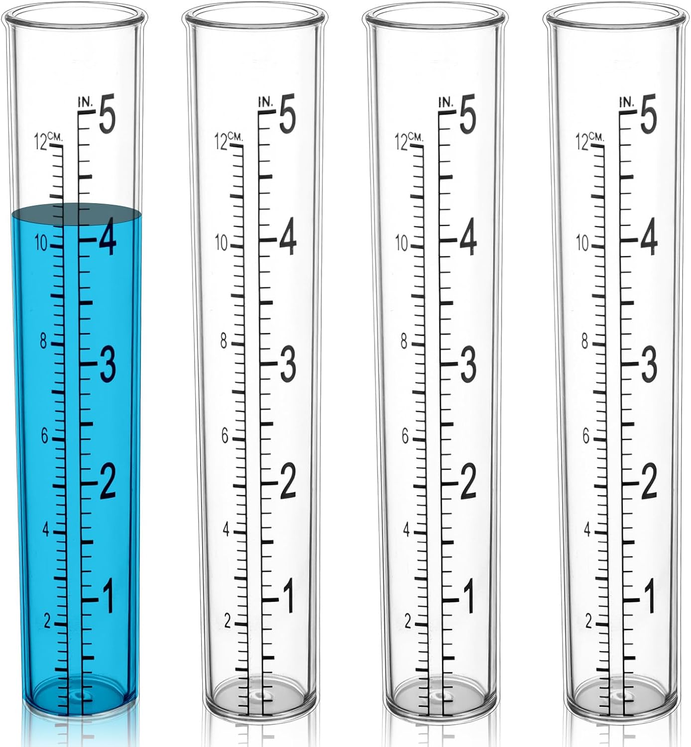 4 Pcs Rain Gauge Replacement Tube, 5 Inch Plastic Rain Gauges for Yard Garden Outdoor Lawn Home
