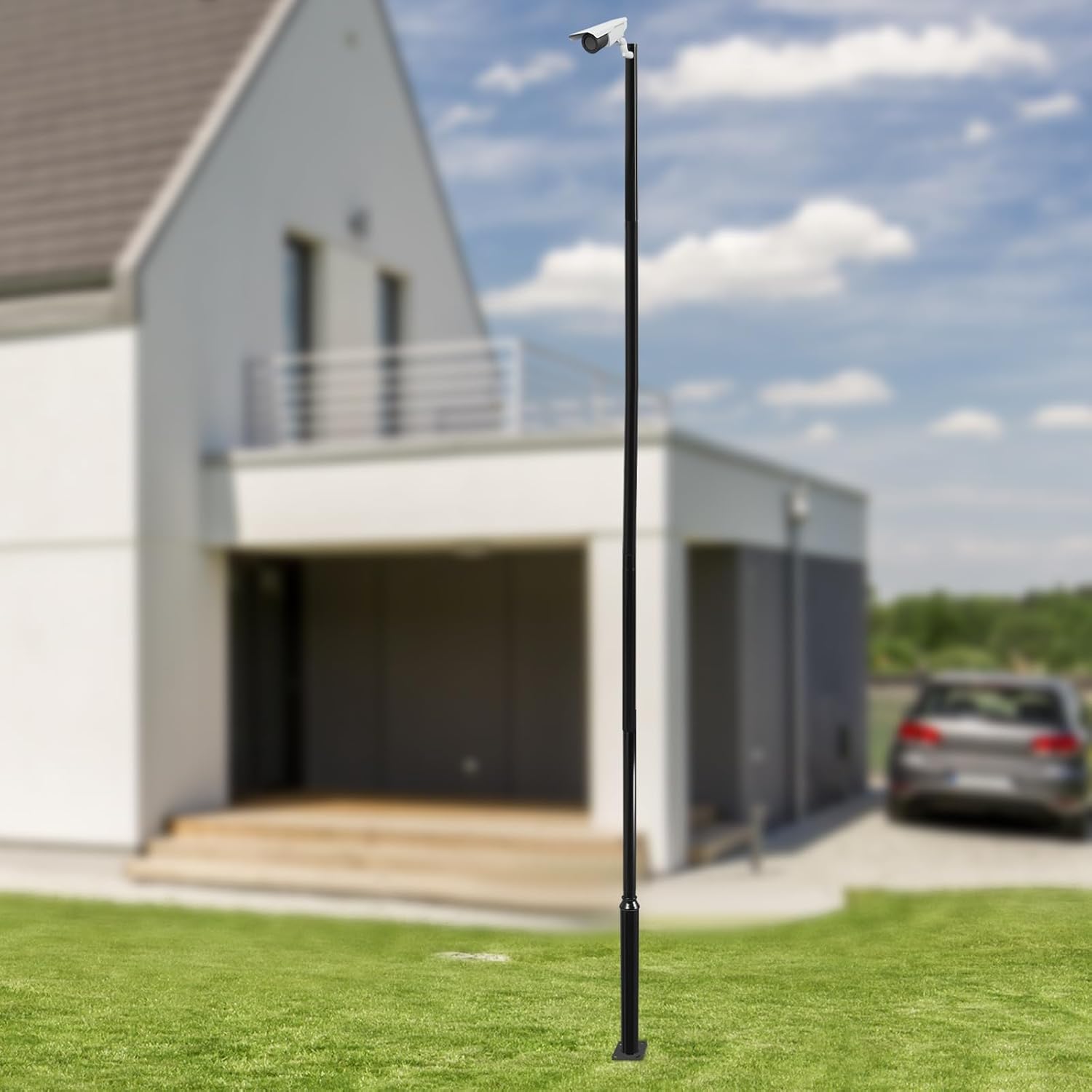 Street Light Pole 18.4Ft, Heavy-Duty Outdoor Solar Street Lamp Post Sub-Assembly with Base, for Backyard, Patio, Park, Parking, Walkway