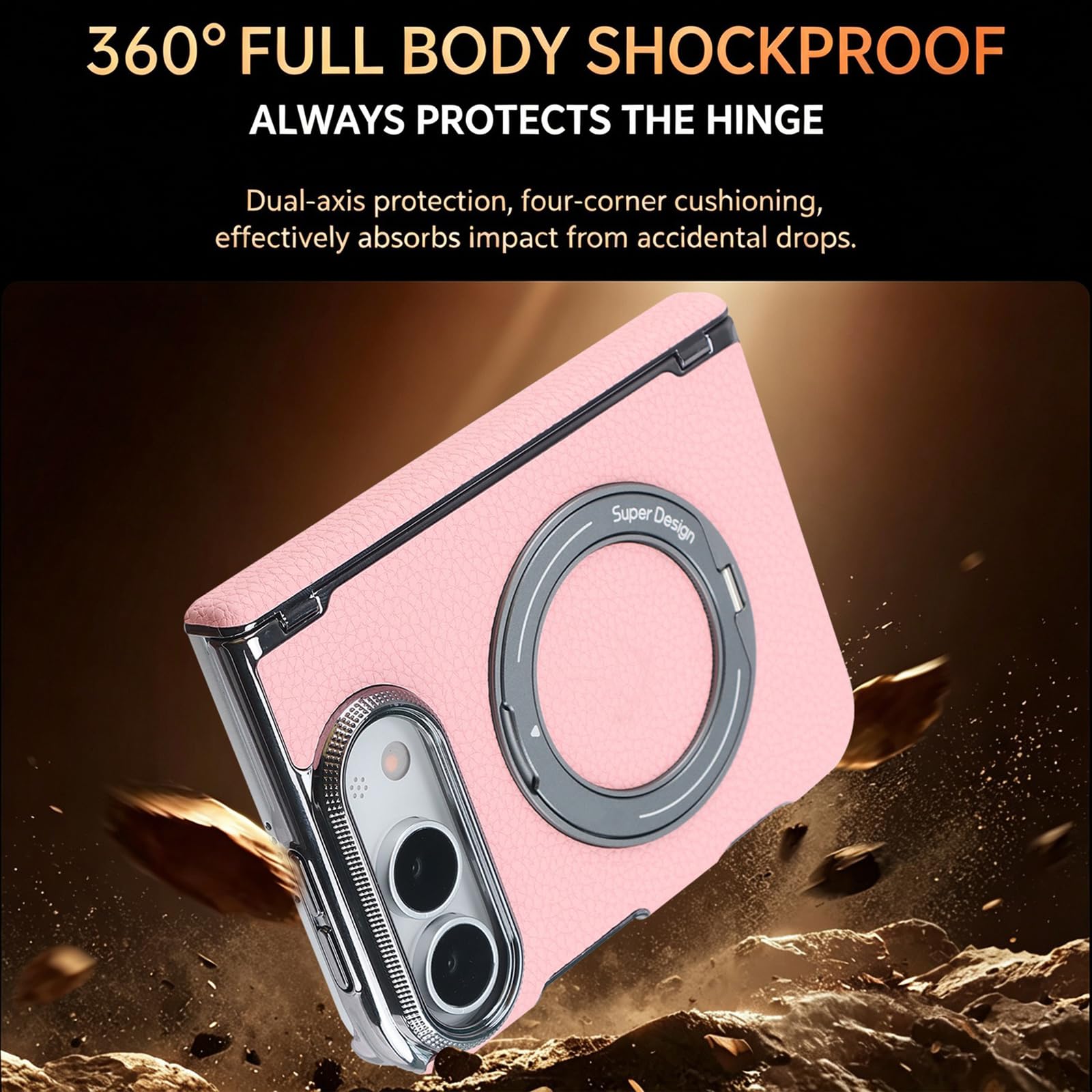 Magnética Funda para iPhone Duo, Delgado Lichi Patrón Cuero Antihuellas
