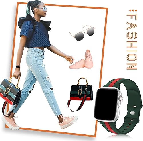 Miniatura 5 de Seizehe - Correa deportiva de diseño compatible con Apple Watch iWatch de 38, 40, 41, 42, 44, 45 y 49 mm, unisex, correa de silicona suave para