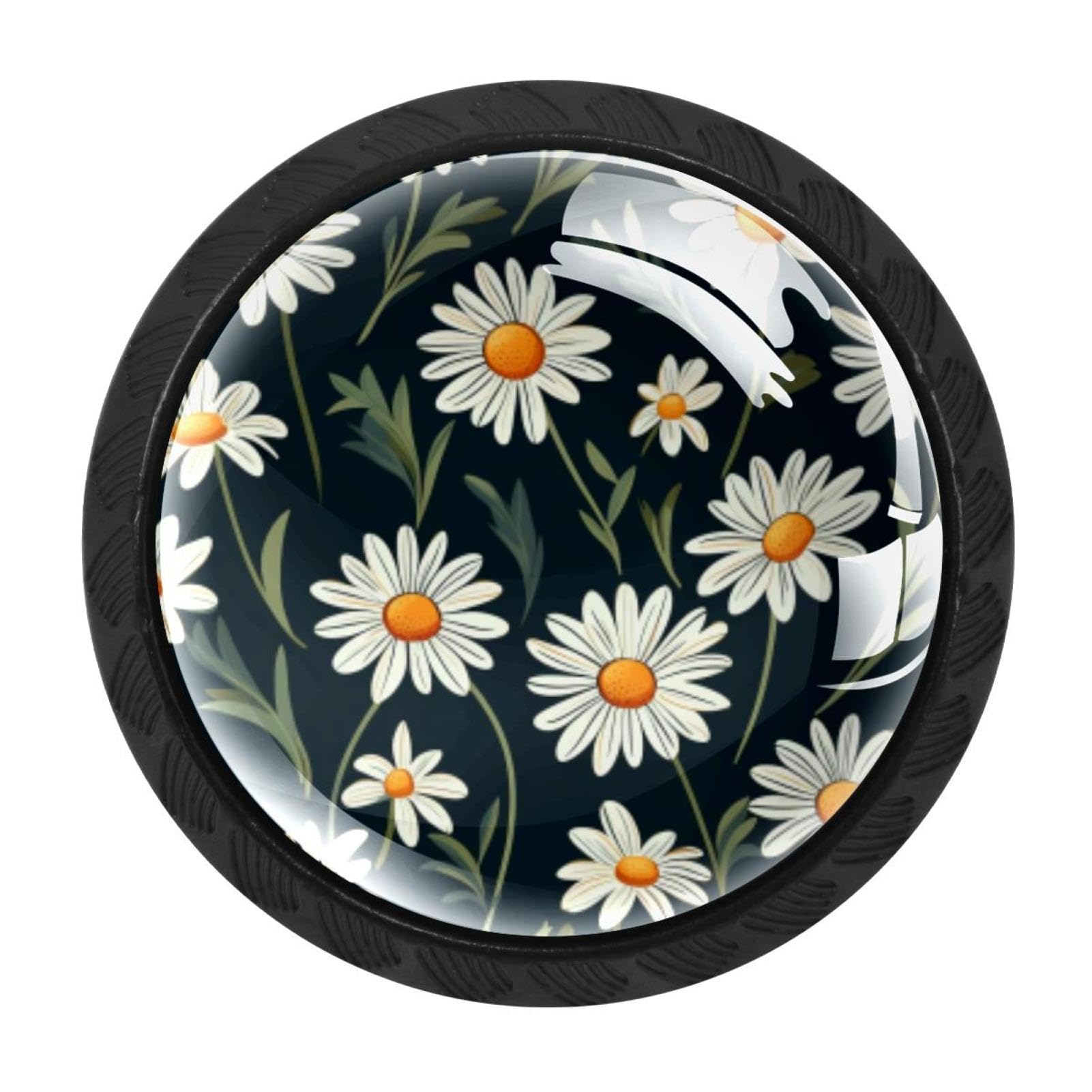 Chenzzzz Multicolored 06 4 Pcs Daisy Cabinet Knobs Crystal Drawer Pulls For Kitchen, Bathroom Cabinet, Dresser And Cupboard
