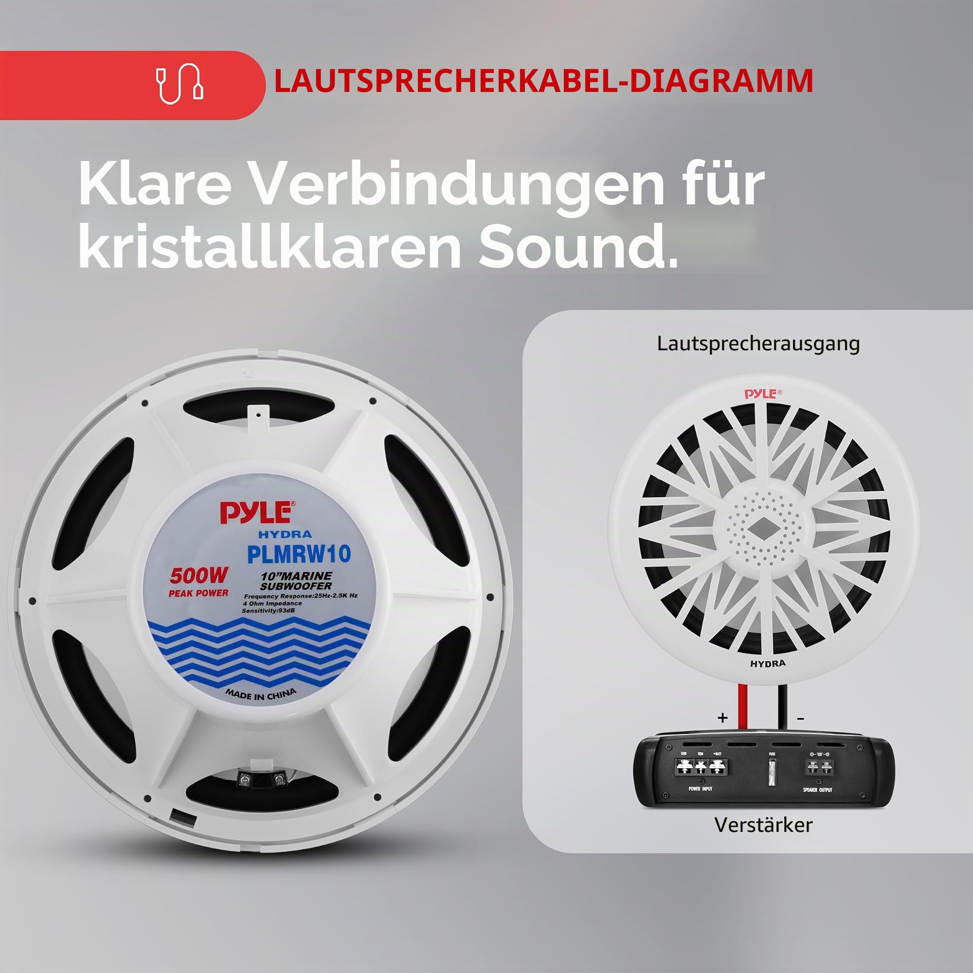 Pyle plmrw10 25,4 cm 500 W 4 Ohm Marine Subwoofer – Weiß