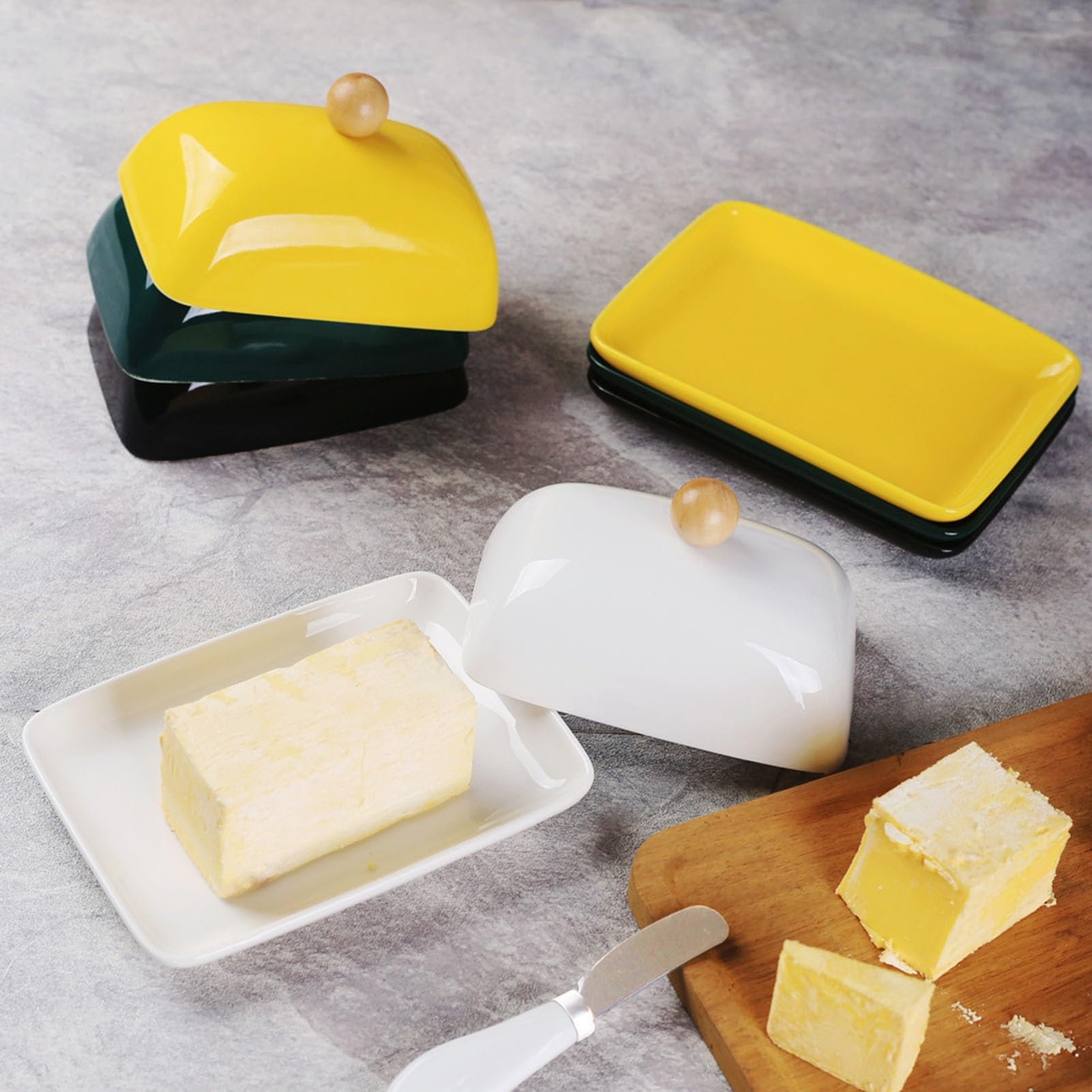 Beurrier avec couvercle, plateau facile à ramasser pour la décoration de la cuisine et la cuisine, idéal pour stocker et servir le beurre, design durable et élégant
