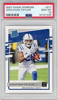 Graded 2020 Panini Donruss Jonathan Taylor #317 Rated Rookie RC Football Card PSA 10 Gem Mint