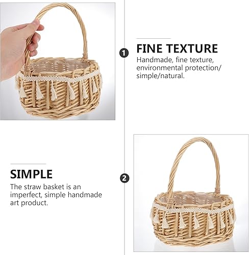 Miniatura 6 de Cabilock 3 piezas de flores de sauce decoración de ratán pequeñas cestas de madera cesta de huevo de Pascua cesta de mimbre hecha a mano maceta