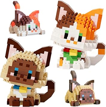 Cat Building Blocks, Mini Animal Bricks, Cats Building Block Mini Bricks Toy Animals Bricks Blocks Collection Creativity Toy Brick DIY Blocks Home Decor Ornament Gifts Children DIY Block - 2PCS