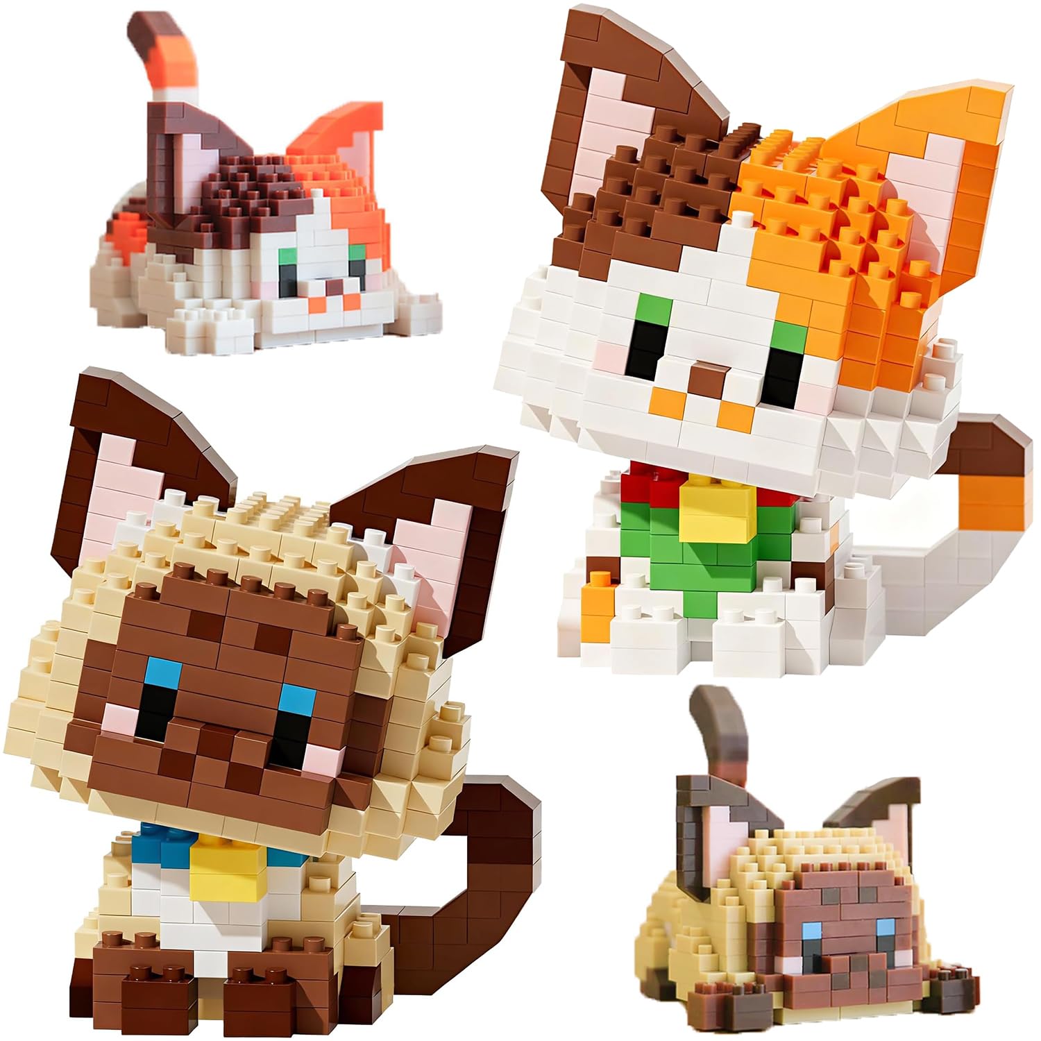 Cat Building Blocks, Mini Animal Bricks, Cats Building Block Mini Bricks Toy Animals Bricks Blocks Collection Creativity Toy Brick DIY Blocks Home Decor Ornament Gifts Children DIY Block - 2PCS