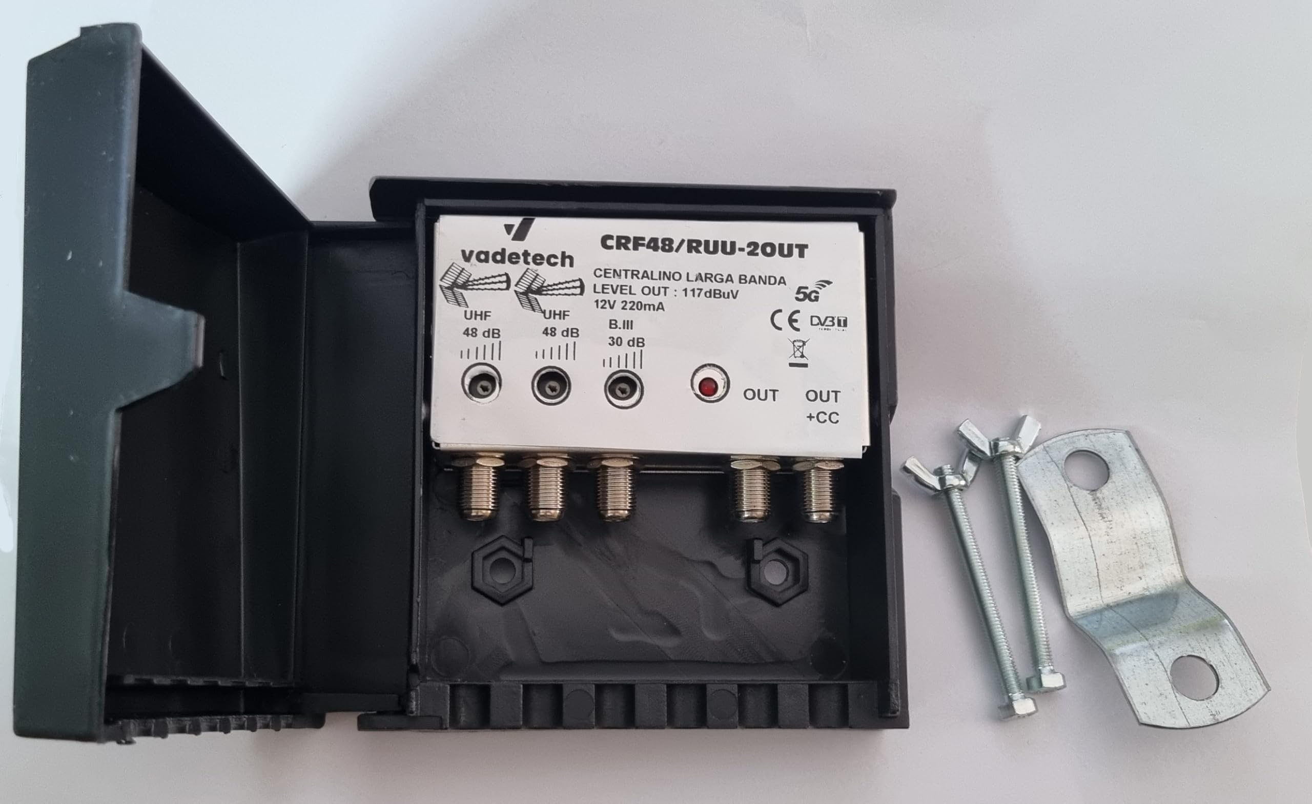 CENTRALINO DA PALO 2 USCITE 48 dB UHF CON filtro 5G LTE AMPLIFICATORE ANTENNA