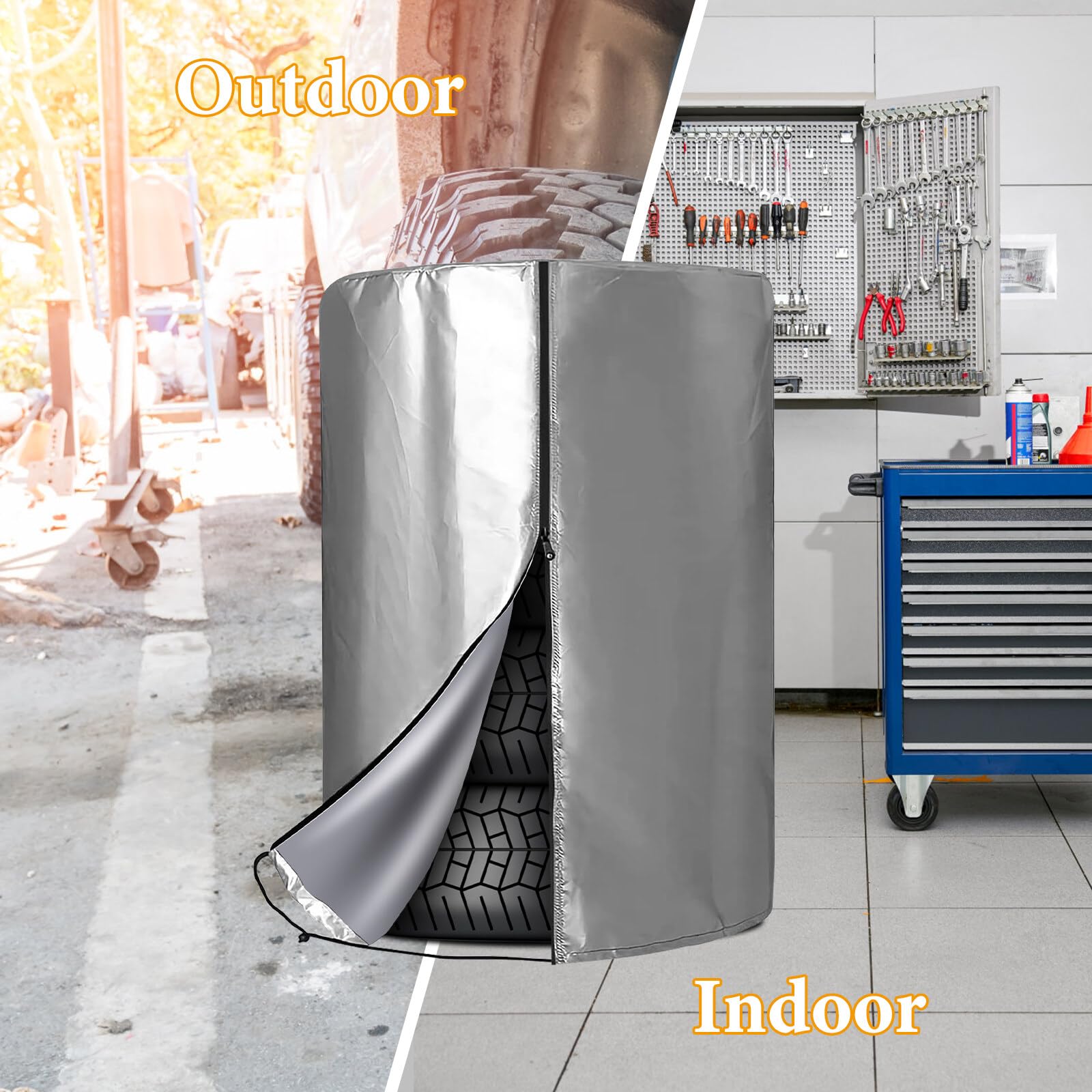 Leikurvo Uniwersalna osłona opon, 80 x 120 cm, na 4 opony, wodoszczelna, pyłoszczelna, uniwersalna kieszeń na opony z zamkiem błyskawicznym