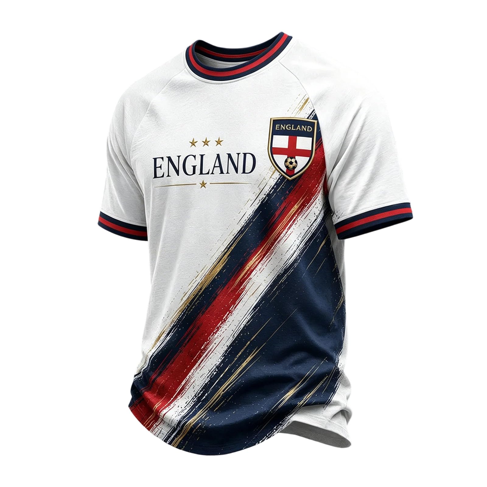 England Football Clothing Men's England Soccer Retro Tops Vintage Breathable Short Sleeve T Shirt Crew Neck Fan Apparel for Game Day or Daily Wear 03-White XXL