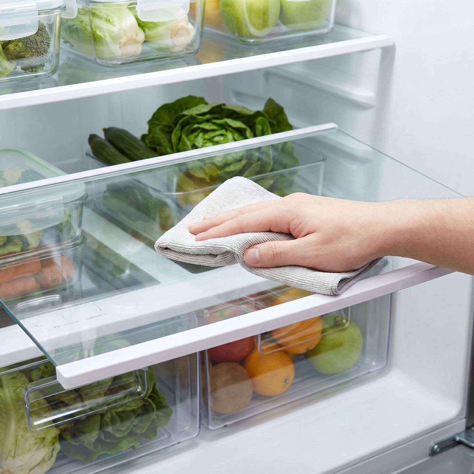 Zerodeko Ripiano di ricambio in vetro temperato per frigorifero, 44 ​​x 35,5 cm, con bordo a doppio strato, divisorio trasparente per frigorifero, ideale per organizzare la cucina.