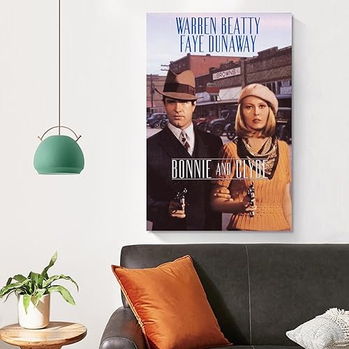 Miniatura 4 de Bonnie And Clyde Movie Warren Beatty Faye Decor Wall (11) Lienzo Pintura Póster de arte de pared para dormitorio, sala de estar, 16 x 24 pulgadas