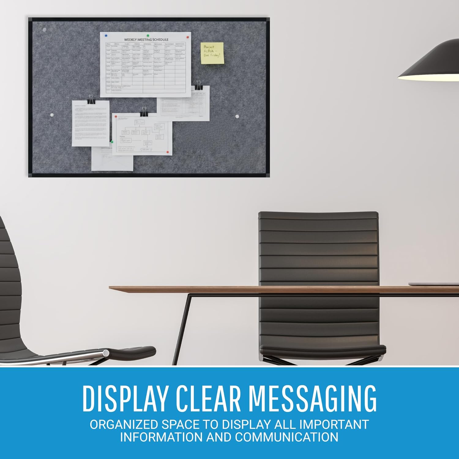 MasterVision New Generation A9 Bulletin Board, 36" x 48" Gray Felt Board, Wall Mounted Push Pin Board for Home Office Décor, Black Frame