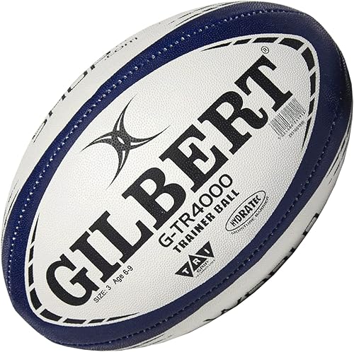 World Rugby Shop X Gilbert G-TR4000 - Pelota de rugby para adultos y jóvenes, tallas 3, 4 y 5, cosida a mano, construcción de 3 capas