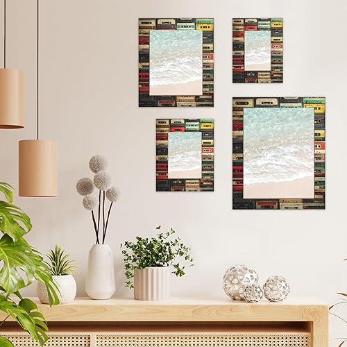 Miniatura 3 de Marco de fotos retro de 4 x 6 pulgadas, marco de fotos de madera de 4 x 6 pulgadas para colgar en la pared o mesa, decoración temática de música