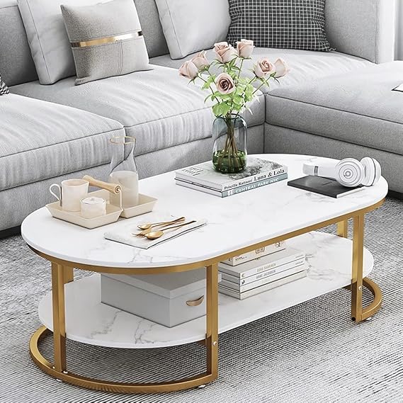 LEDIN 2 Tier Center Table Coffee Table, Living Room Sofa Side Table