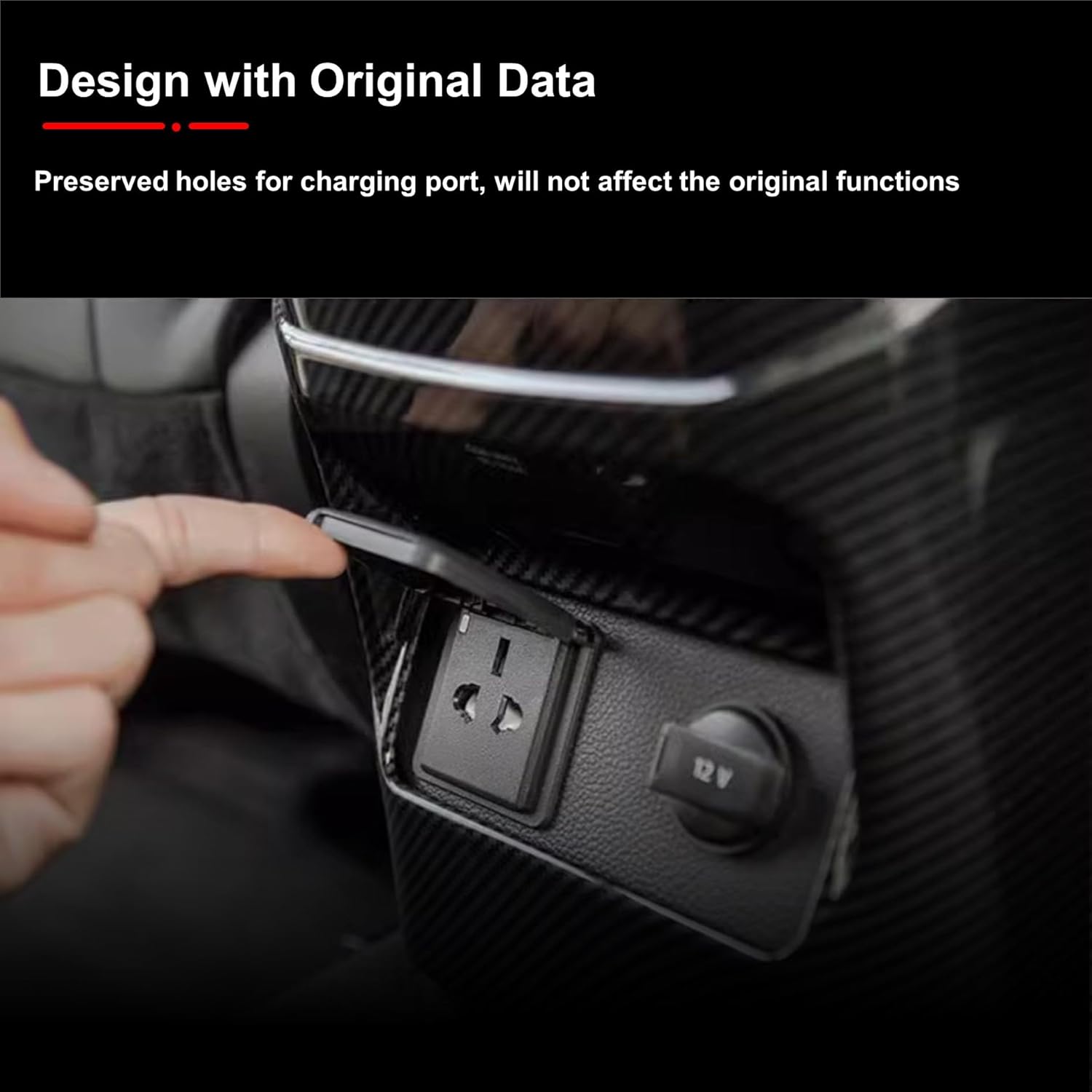 Center Console Gear Shift Panel Cover Trim, Interior Frame Decoration Cover, ABS Gear Shift Protective Panel Compatible with Ford Ranger 2024+ (Carbon Fiber, Rear Air Vent Cover)