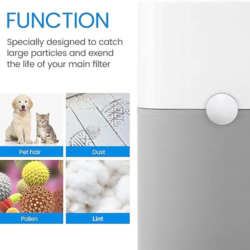 Miniatura 3 de Paquete de 4 prefiltros lavables de repuesto para purificador de aire Blueair Blue Pure 211+, elimina polen, polvo, caspa de mascotas, color incluye