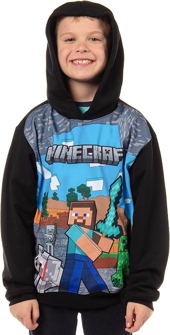 Mad Engine Minecraft Boys Minecraft World Steve Creeper Wolf Pullover Hooded Hoodie