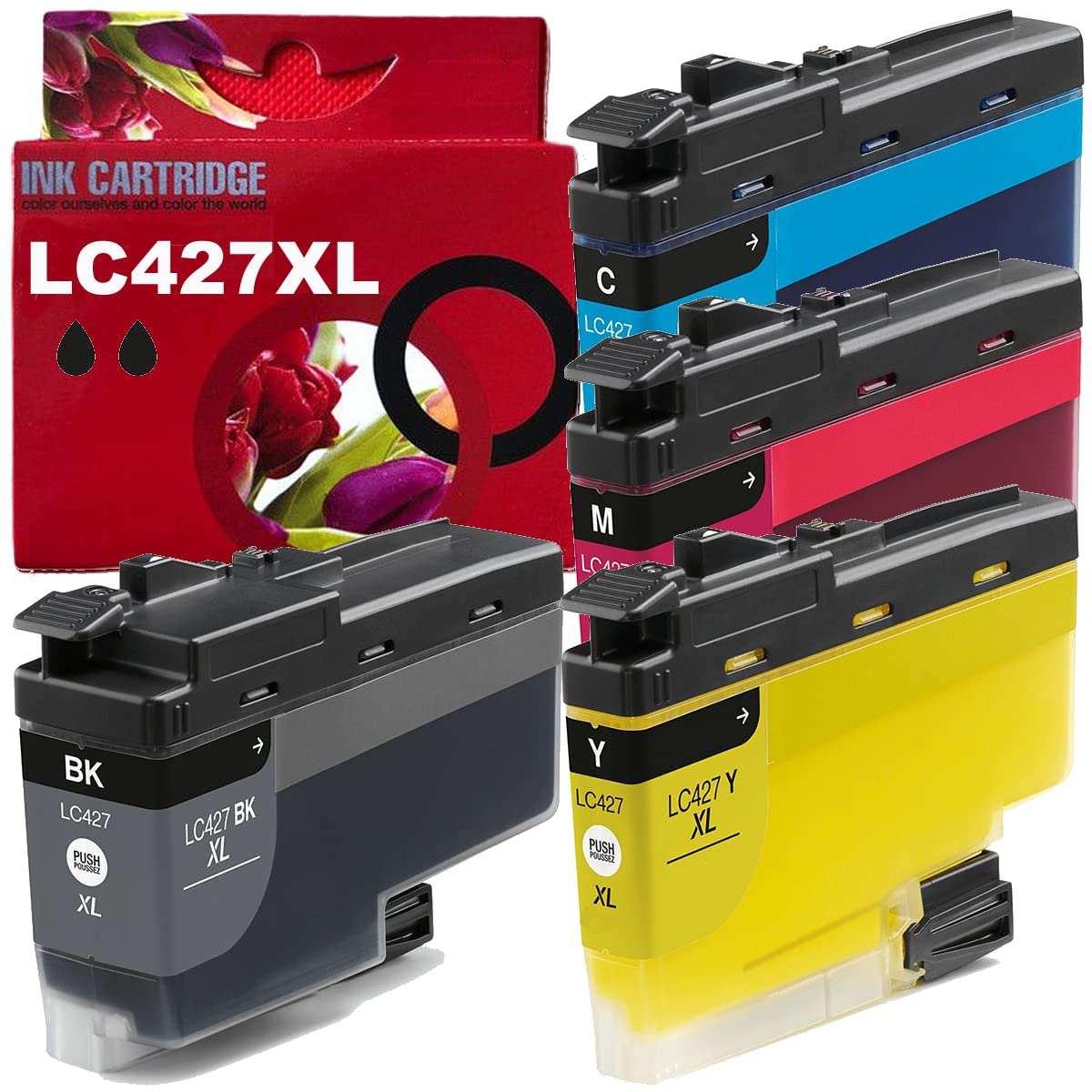 Genérico LC427XL Pack 4 tintas Pigmentadas KCMY Compatible con Brother LC427XL
