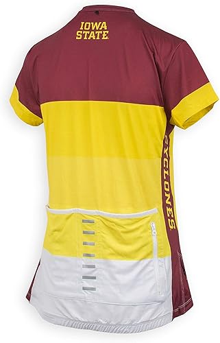 Miniatura 2 de Auténtica marca Iowa State Cyclones Hillary - Camiseta de ciclismo con cremallera para mujer, absorbe la humedad