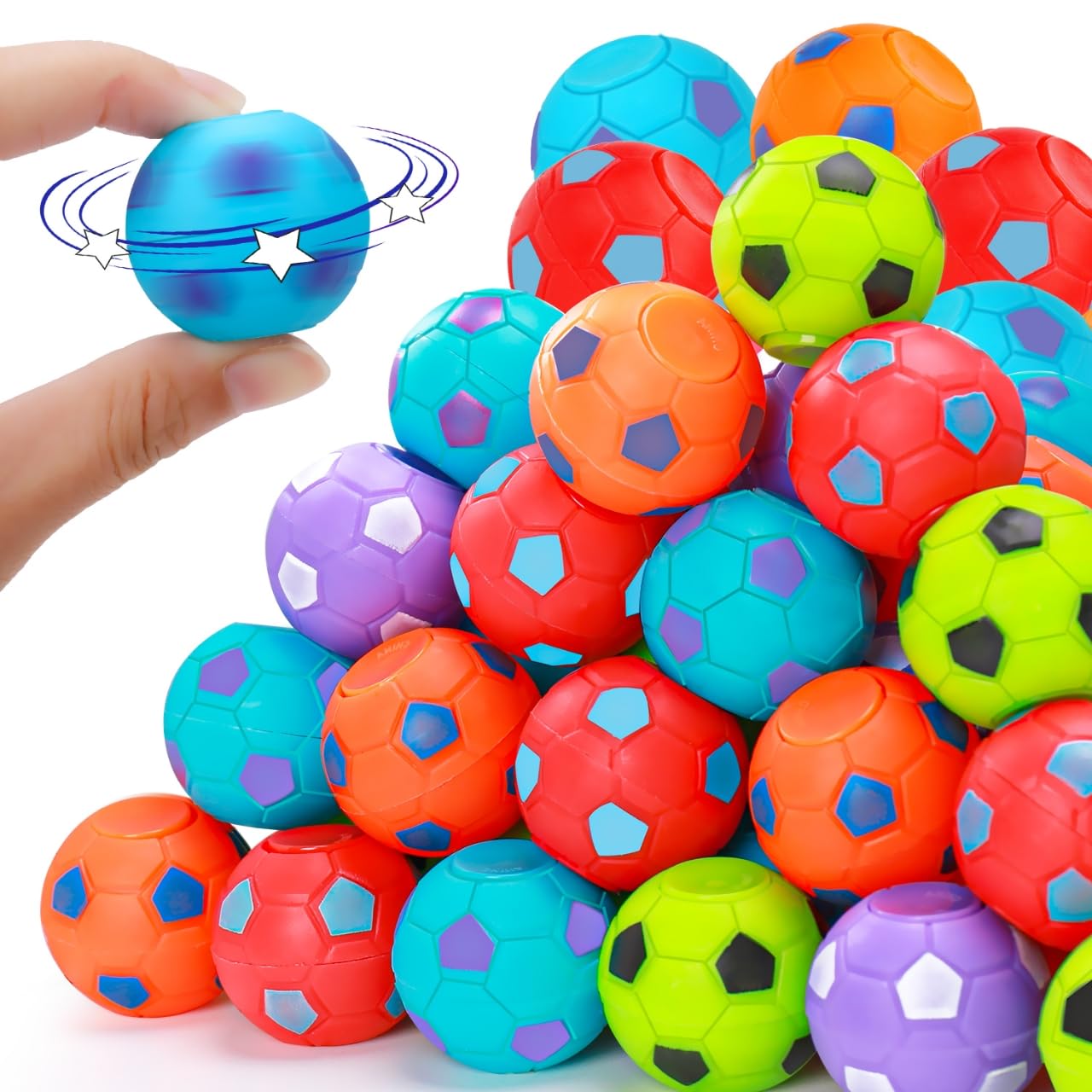 80PCS Fidget Spinner Soccer Balls Sports Birthday Party Favors Bulk for Kids 4-8 8-12 Valentine Goodie Treat Bag Stuffers Classroom Treasure Box Toys