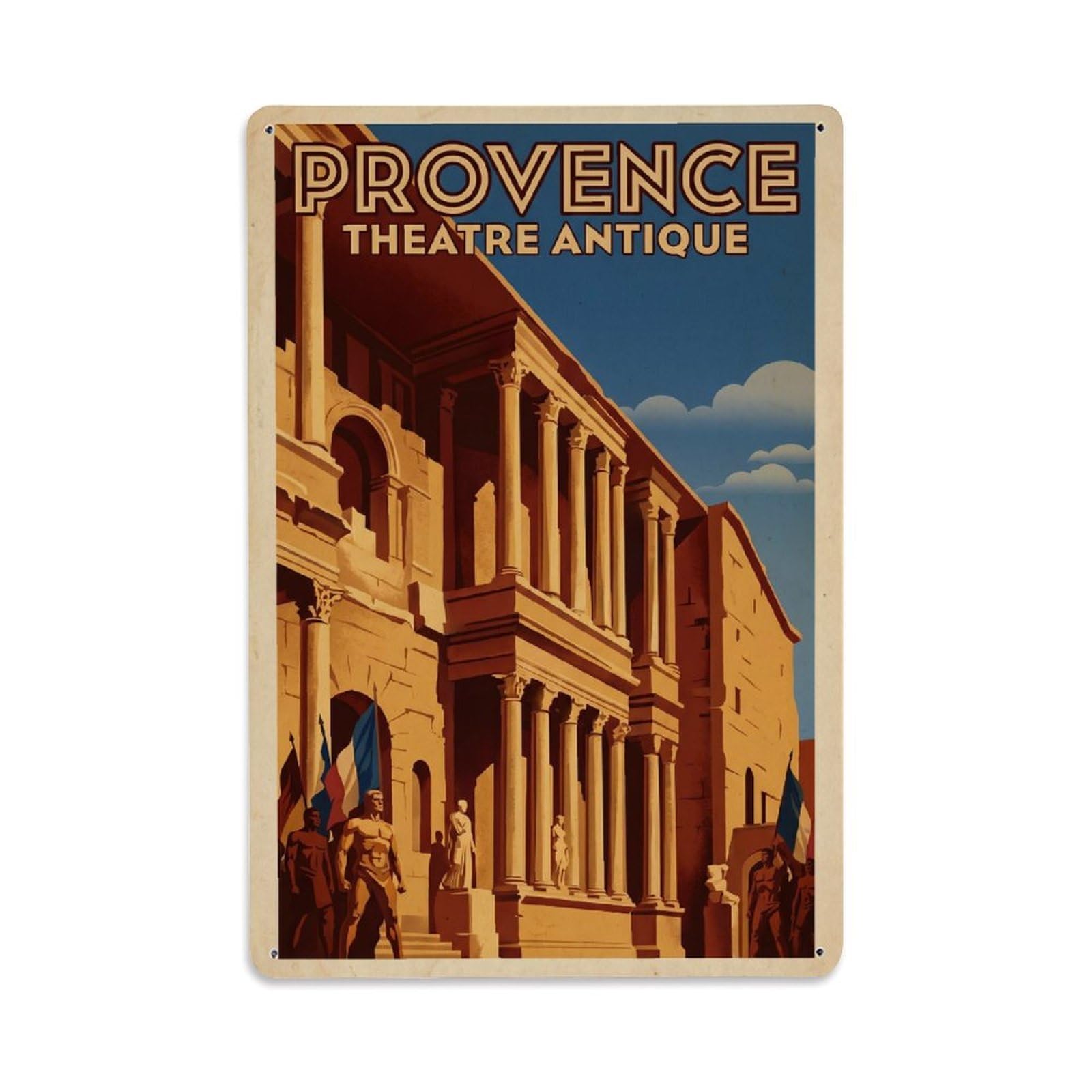 Gead 8X12inch Style Vintage Travel Provence Roman Theatre Metal Tin Sign