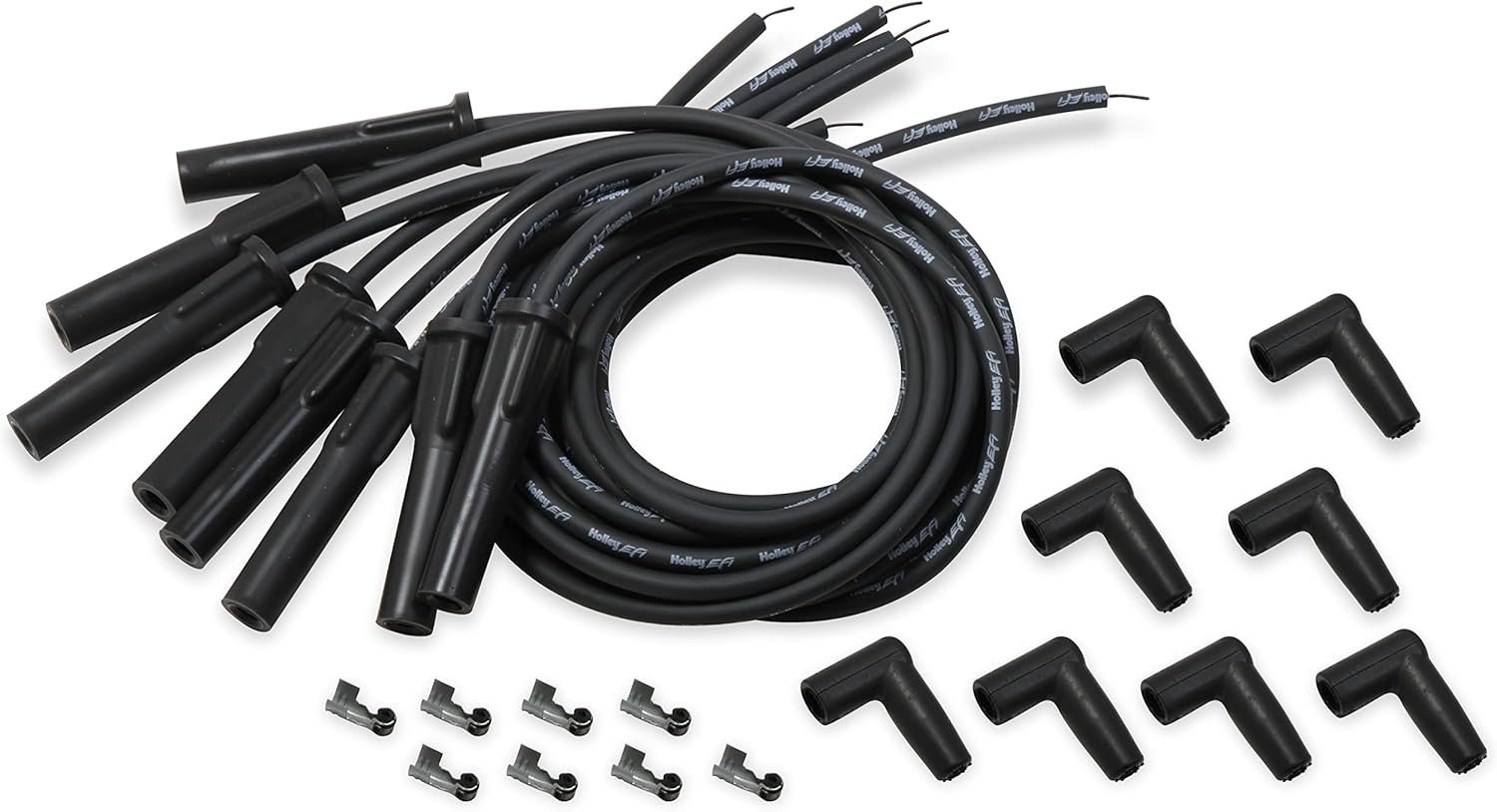 Holley EFI 561-113 LS Spark Plug Wire Set - Cut to Fit - Black with Black 180 degree boots