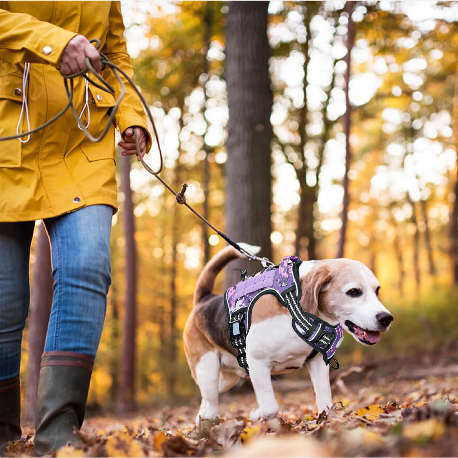 PETCUTE Harnais Anti Traction Tactique pour Petit Moyen et Grand Chien,Respirant, Réglable Harnais de Chien avec Poignée Rembourrée Contrôl,Facile à Mettre,Gilet Durable Réfléchissant,L