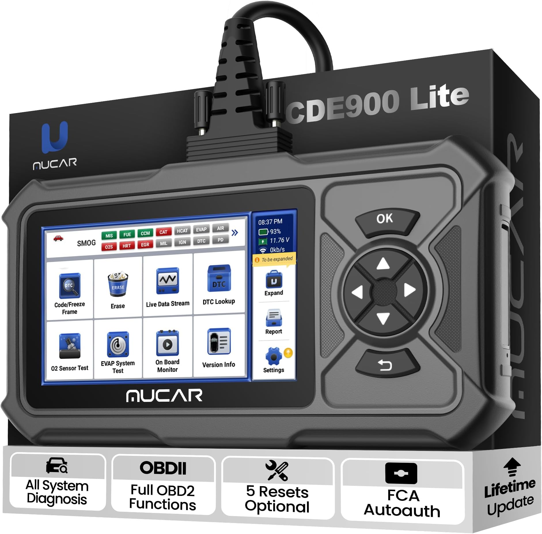 CDE900 Lite OBD2 Scanner Diagnostic Tool, All System Car Diagnostic Scan Tool with 5 Hot Services Options, FCA AutoAuth, Lifetime Update, No Subscriptions