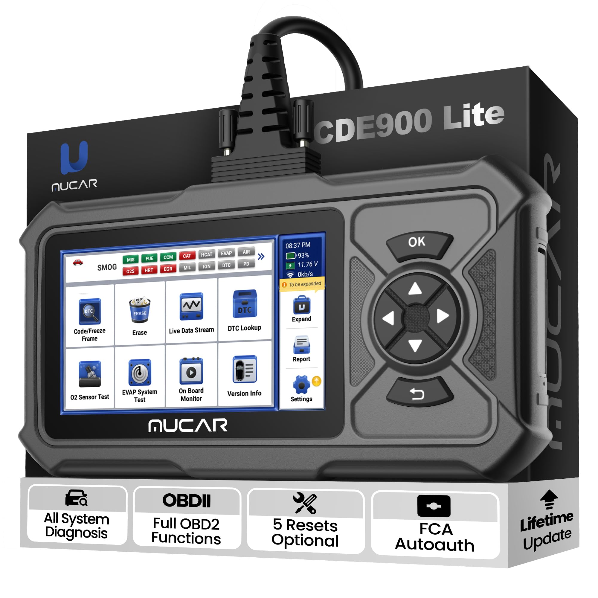 CDE900 Lite OBD2 Scanner Diagnostic Tool, All System Car Diagnostic Scan Tool with 5 Hot Services Options, FCA AutoAuth, Lifetime Update, No Subscriptions