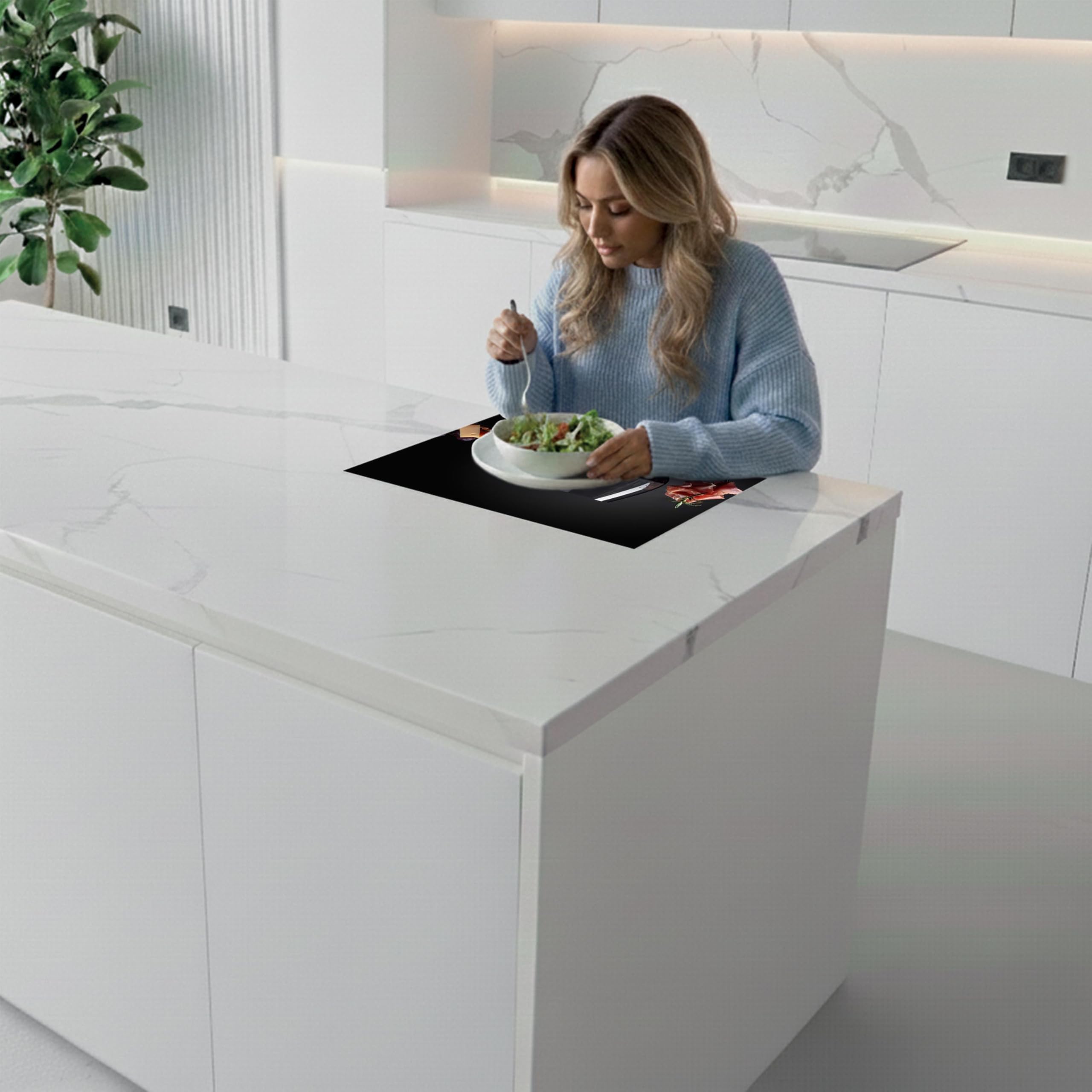 SFArt Herdabdeckung Glas 1 Teilig 60x52 – Gehärtetes Glas Schneidebrett & Ceranfeld Abdeckplatte – Hygienisch & Rutschfest – Schutz für Induktion, Ceran - Wein-Aperitif