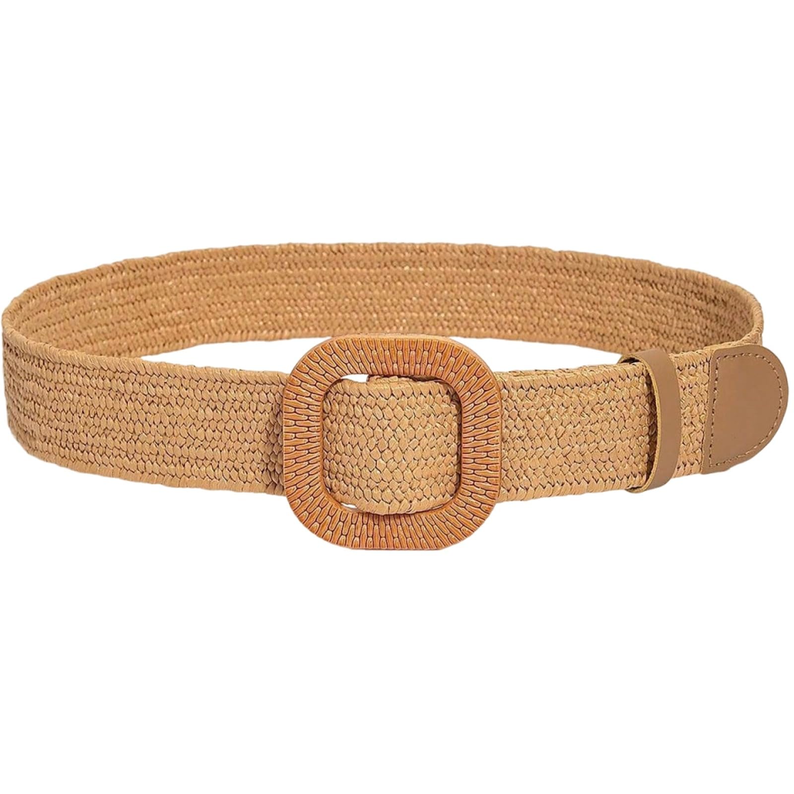 Agutalithic Women's Brown-Style5 Boho Woven Hollow Straw/Canvas Belt 4Cm Wide Braided Rattan Strap Fashion Waistband For Dress Jeans Pants(130Cm/51, )