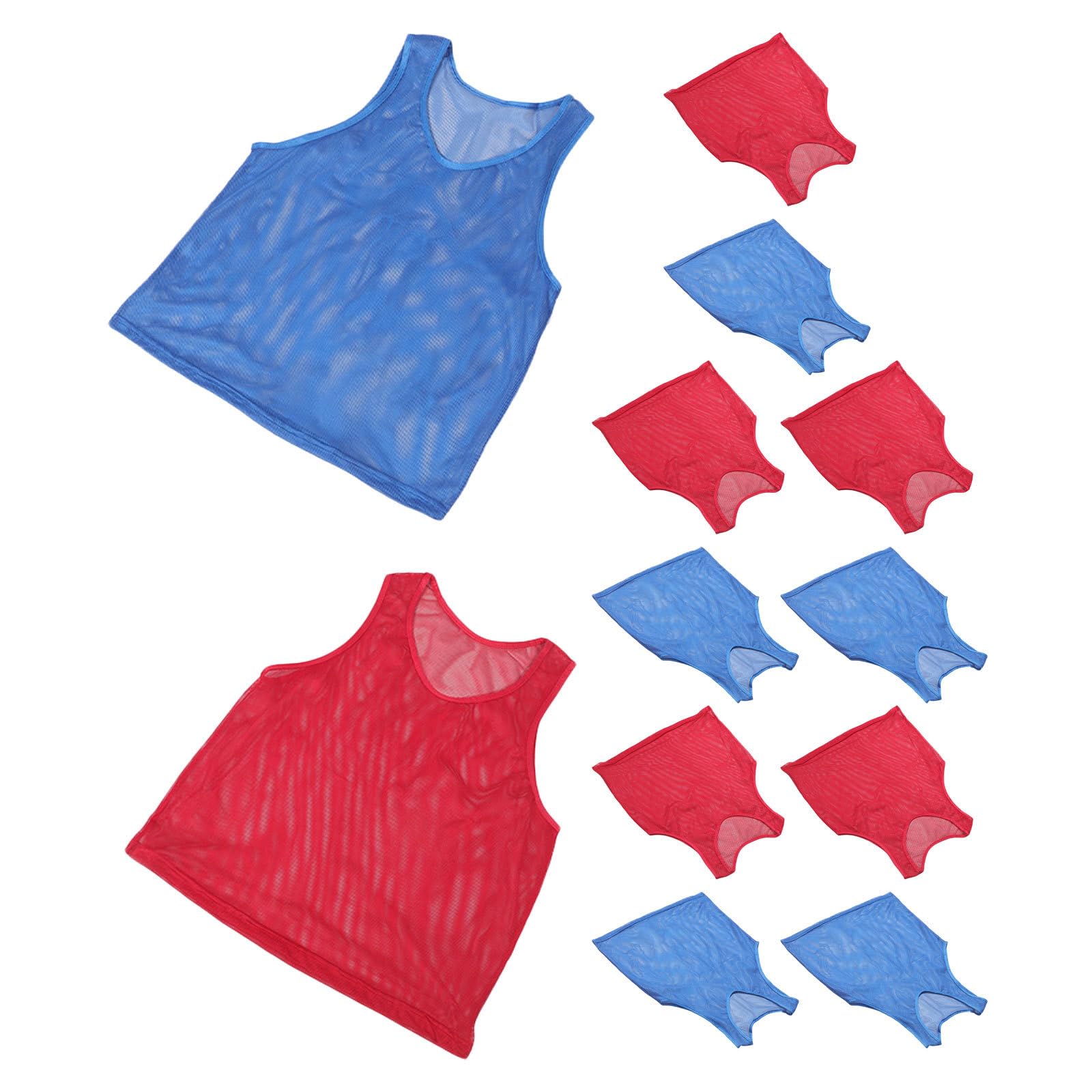 Kisangel 12 Gilet Sportivi per Bambini: pettorine da Allenamento in Rete per Calcio e Basket, Colore Rosso e Blu Scuro - Gilet da Allenamento per Squadre, Ideale per Partite Scolastiche e campi