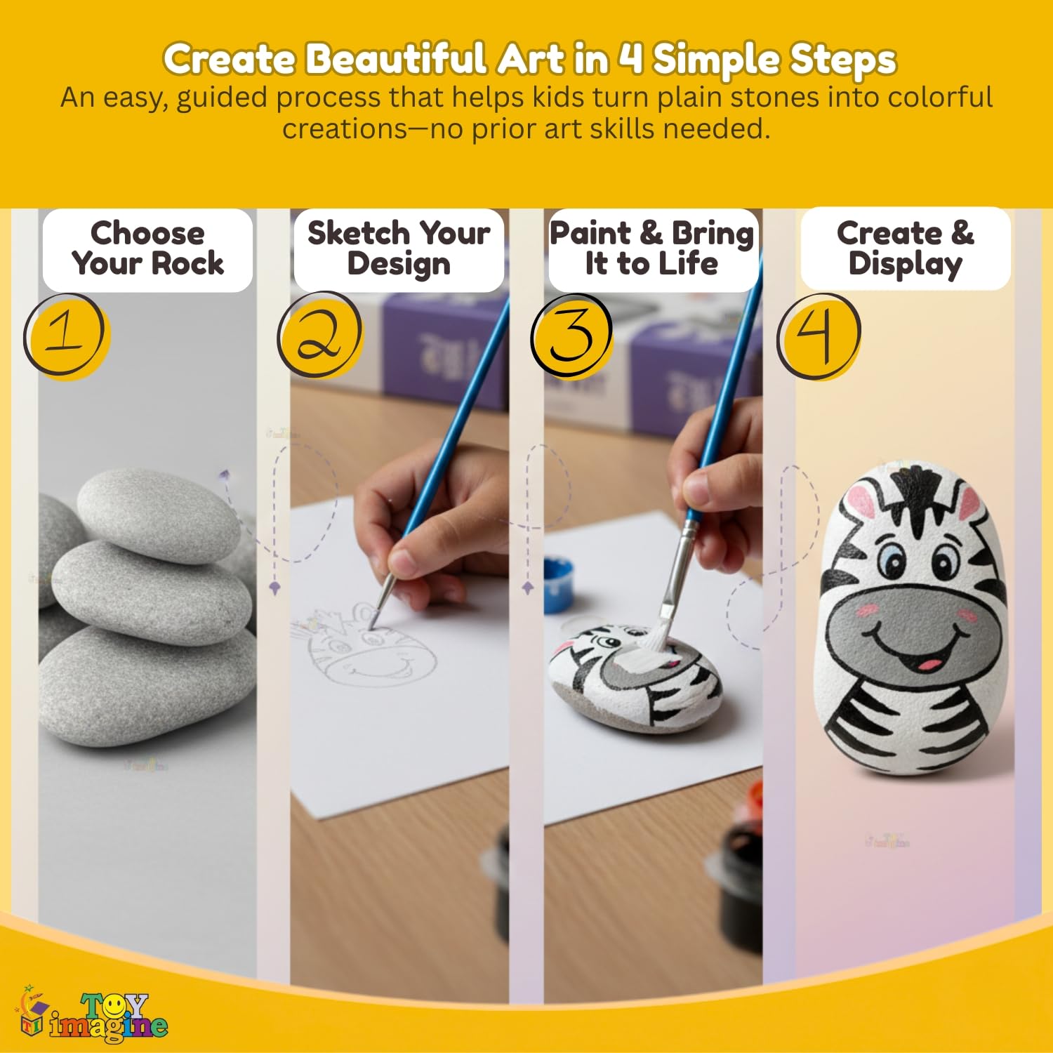 Toy Imagine Rock Painting Kit for Kids 6–12 Stone Art Painting Kit | Creative Rock & Stone Painting Set | DIY Art & Craft Kit for Kids 9–12 | Educational & Relaxing Activity 3