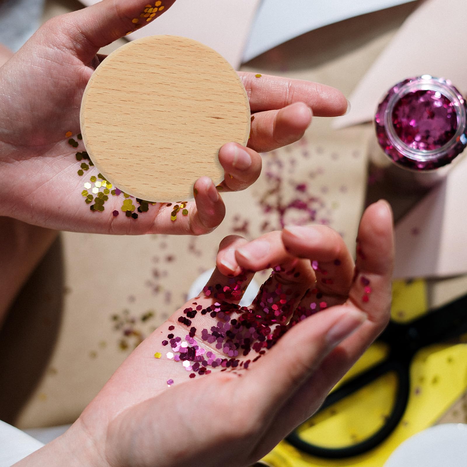 Recortes de Madera Redondos de Haya, 20 Piezas para Manualidades