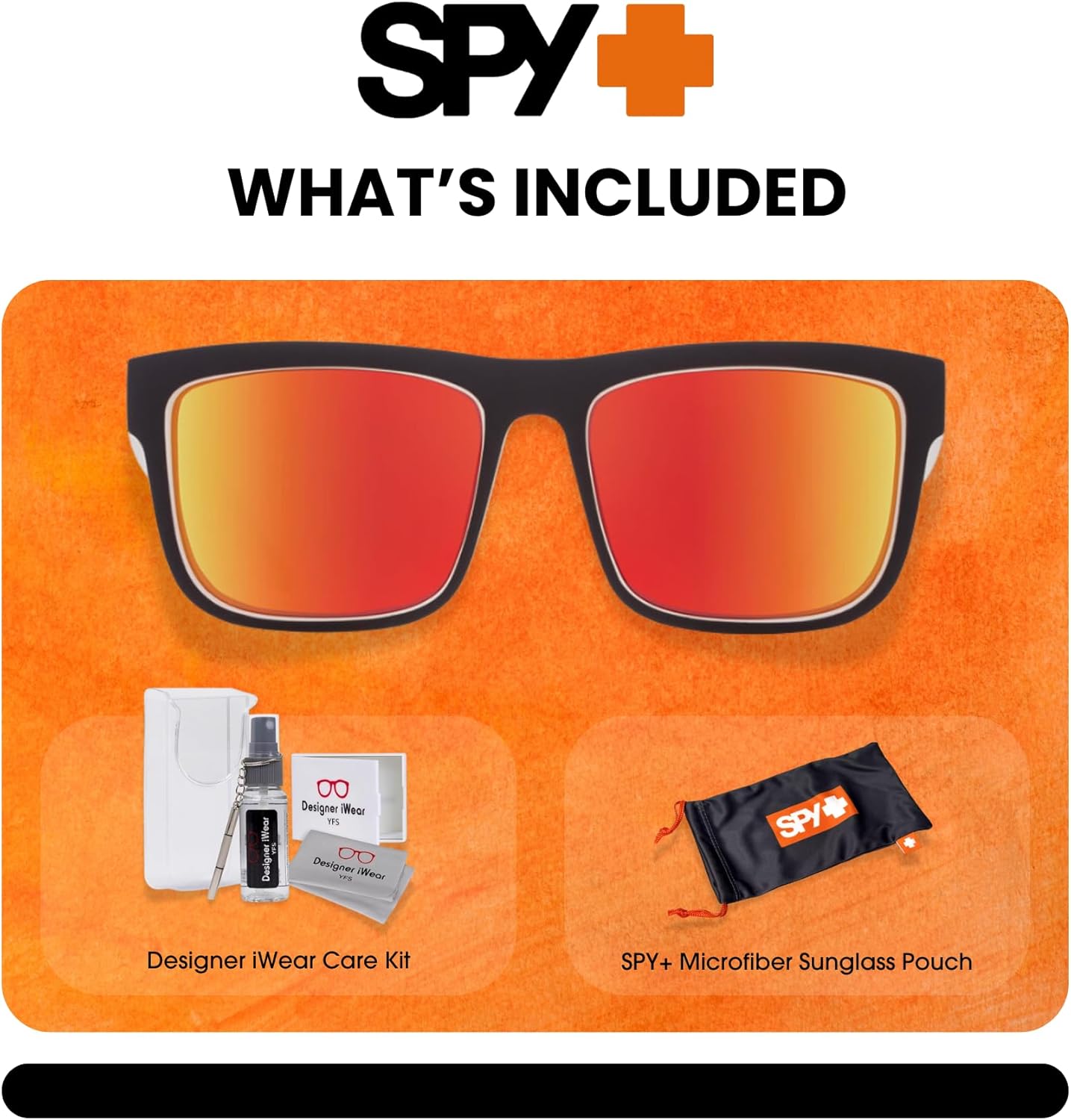 Spy Discord 673119209365 57MM Whitewall/Gray Green with Red Spectra Mirror Rectangle Sunglasses for Men + FREE Complimentary Eyewear Kit