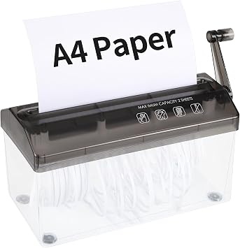 A4 Paper Manual Shredder - Black Portable Mini Paper Grinder